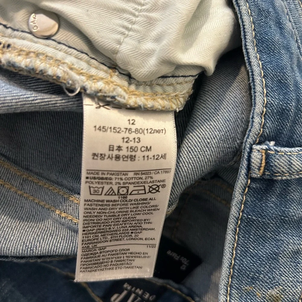 GAP Girls Size 12 ’70s Flare Jeans Raw Hem Stretch Denim